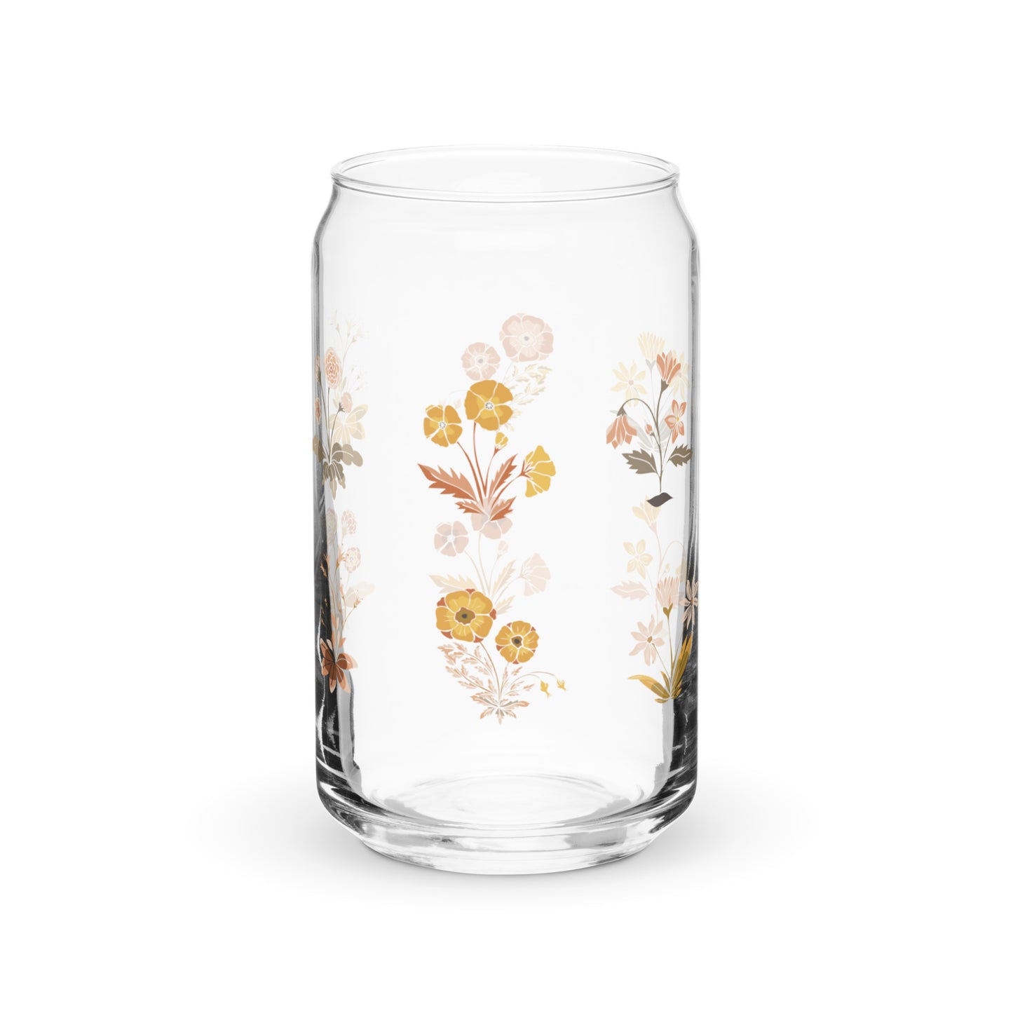 16oz can-shaped glass - fields aflower (autumn)