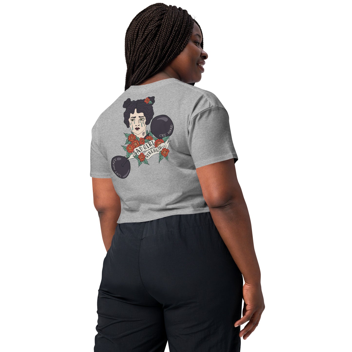 Sad Girl Strength Crop - back design (s-xl, multiple colors)