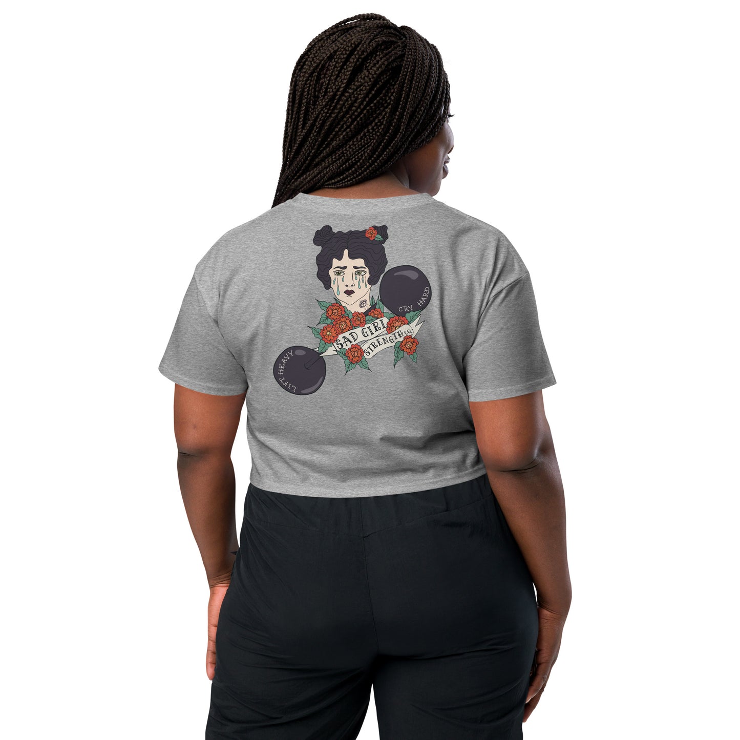 Sad Girl Strength Crop - back design (s-xl, multiple colors)