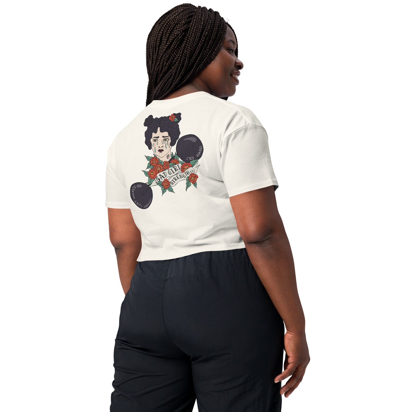 Sad Girl Strength Crop - back design (s-xl, multiple colors)