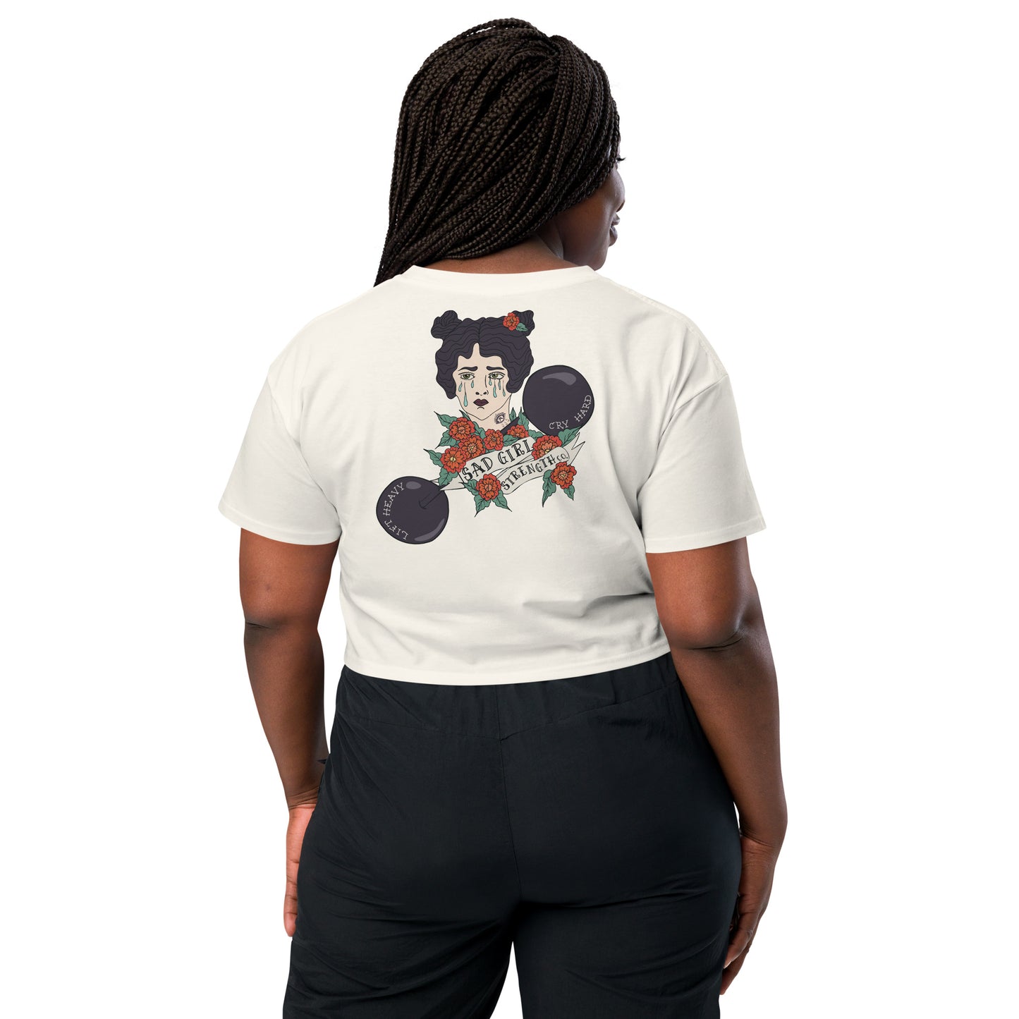 Sad Girl Strength Crop - back design (s-xl, multiple colors)