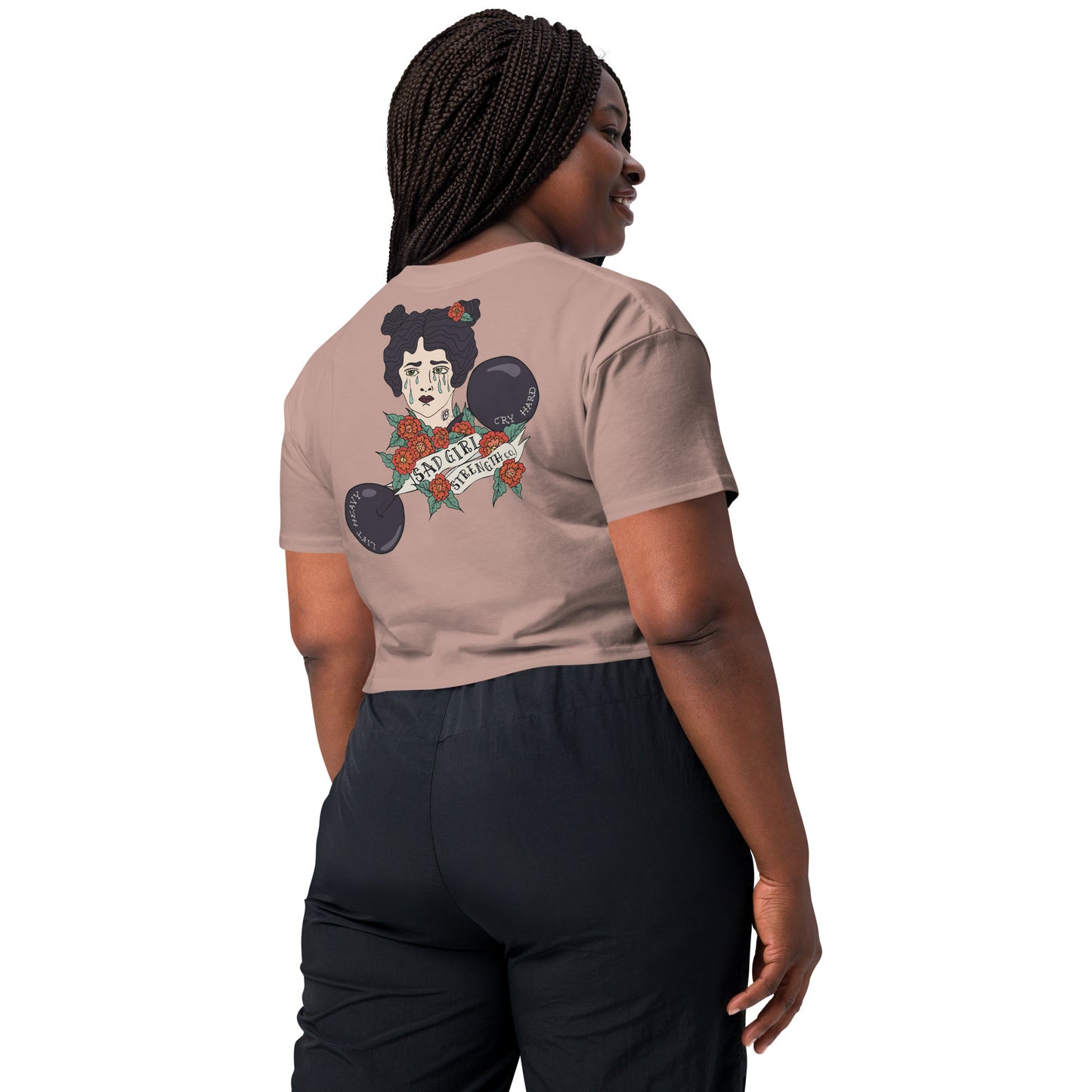 Sad Girl Strength Crop - back design (s-xl, multiple colors)