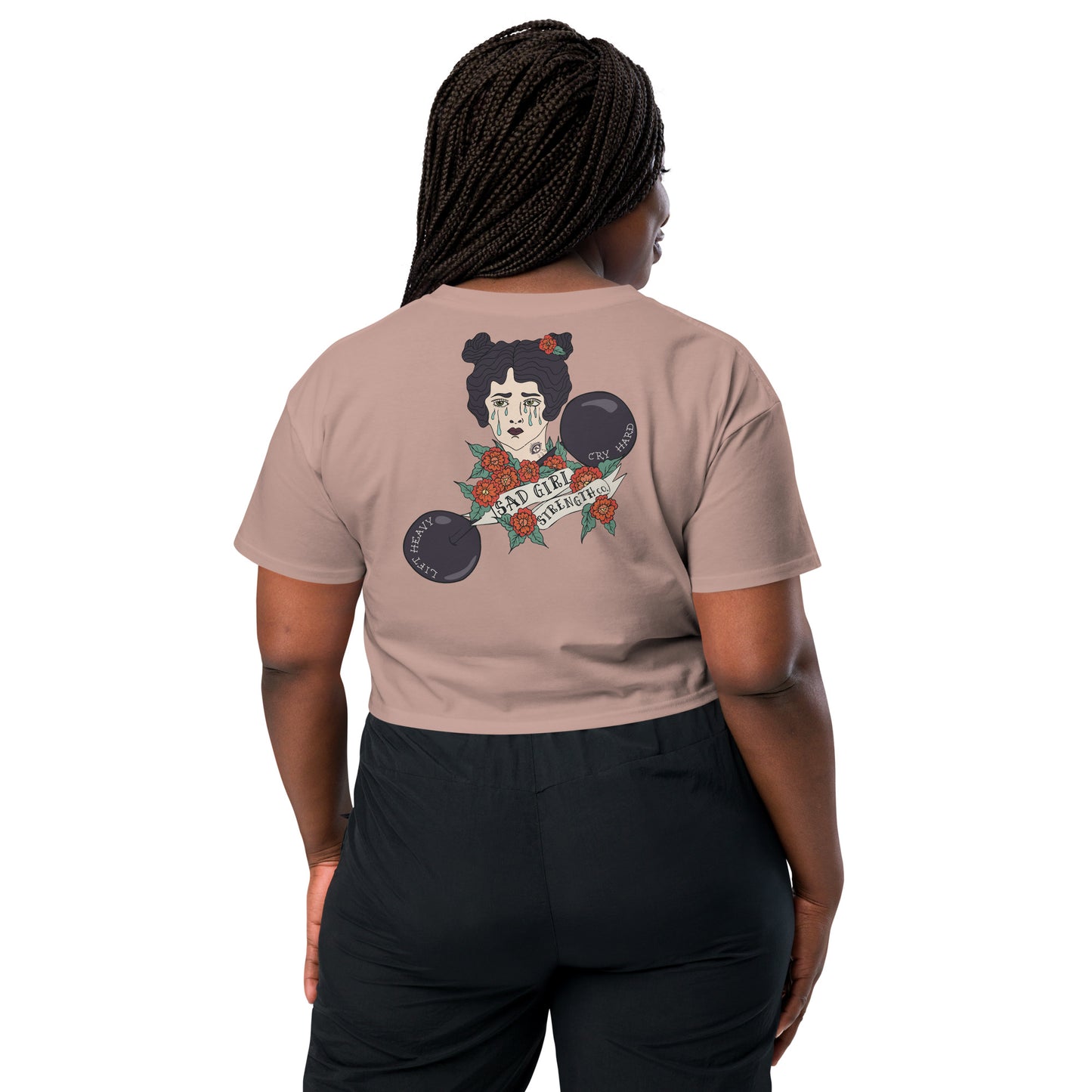 Sad Girl Strength Crop - back design (s-xl, multiple colors)