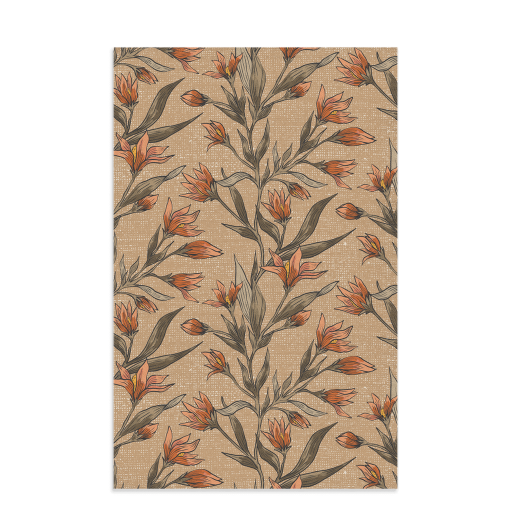 once upon a garden (coral)- 16x25" waffle texture kitchen/hand towel