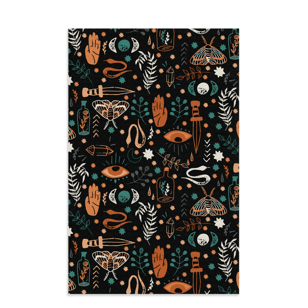 Esoteric Ephemera (black) - 16x25" waffle texture kitchen/hand towel