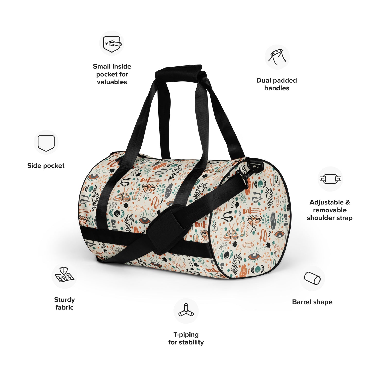 All-over print duffel bag - esoteric ephemera