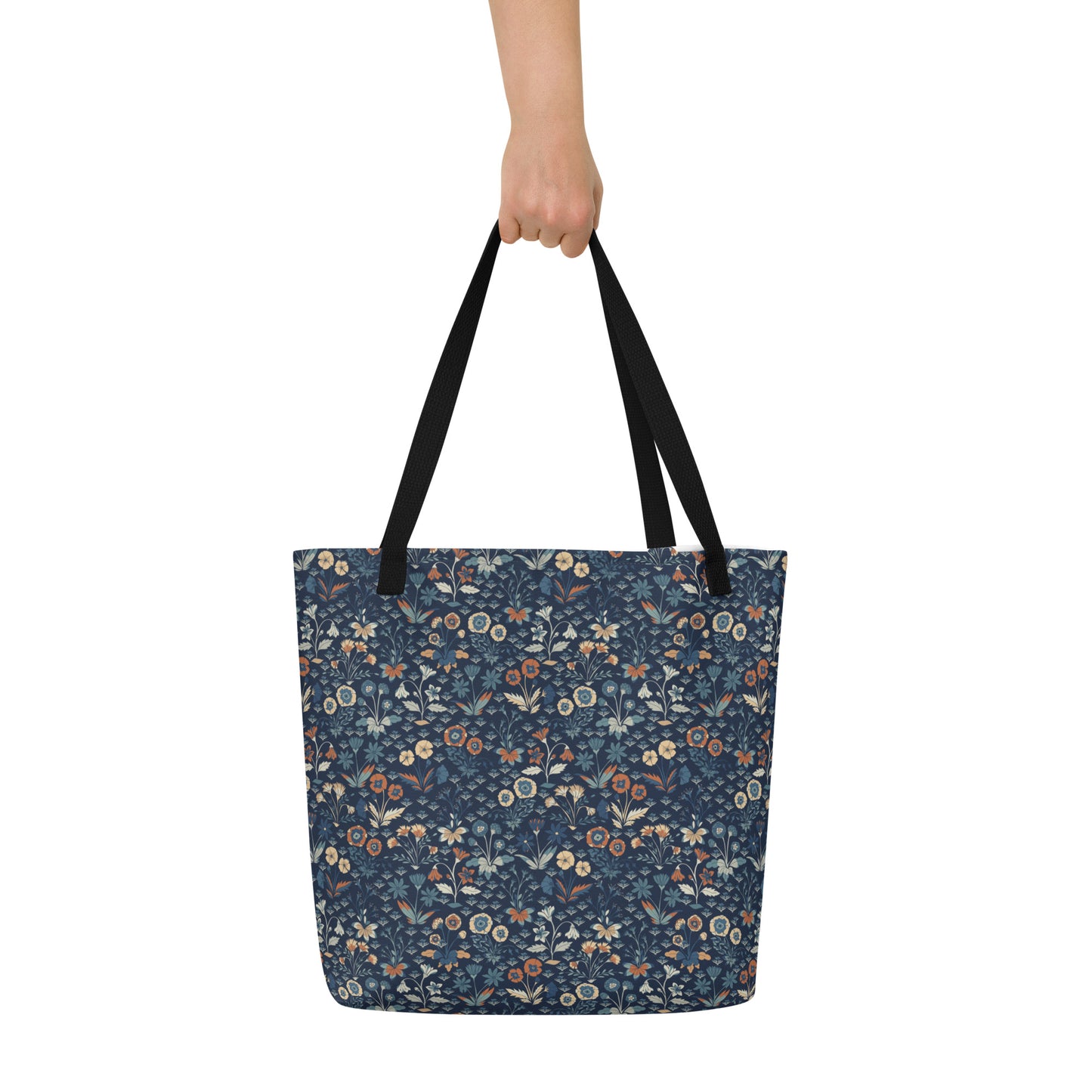 All-Over Print Large Tote Bag - fields aflower (winter)