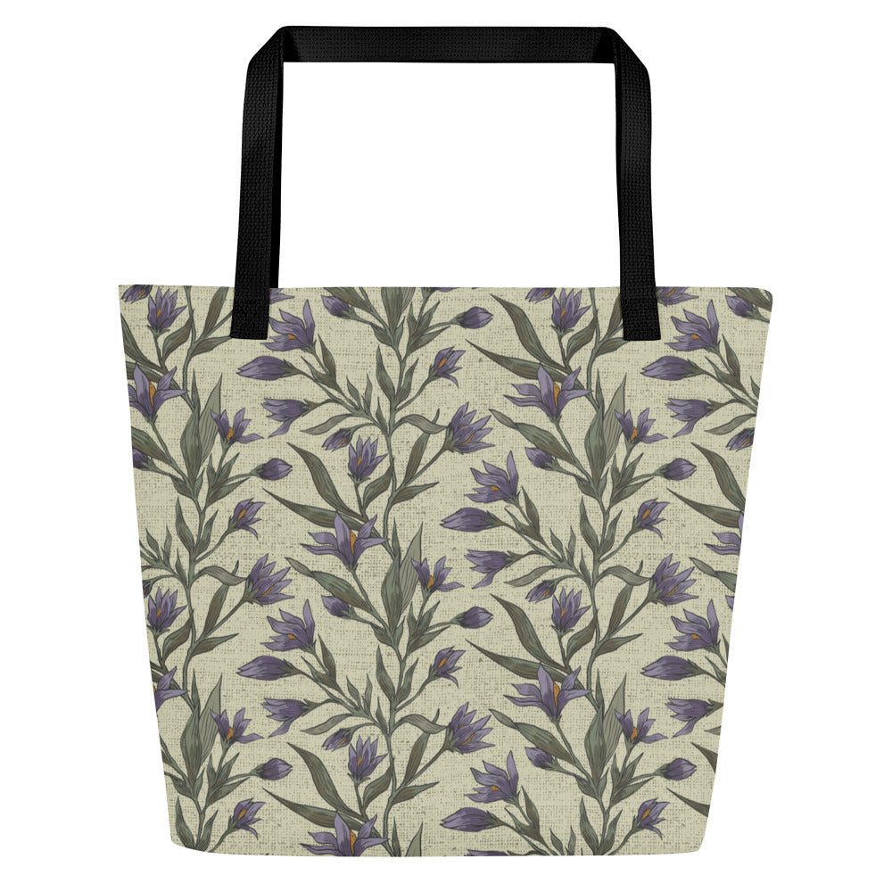 All-Over Print Large Tote Bag - once upon a garden (purple)