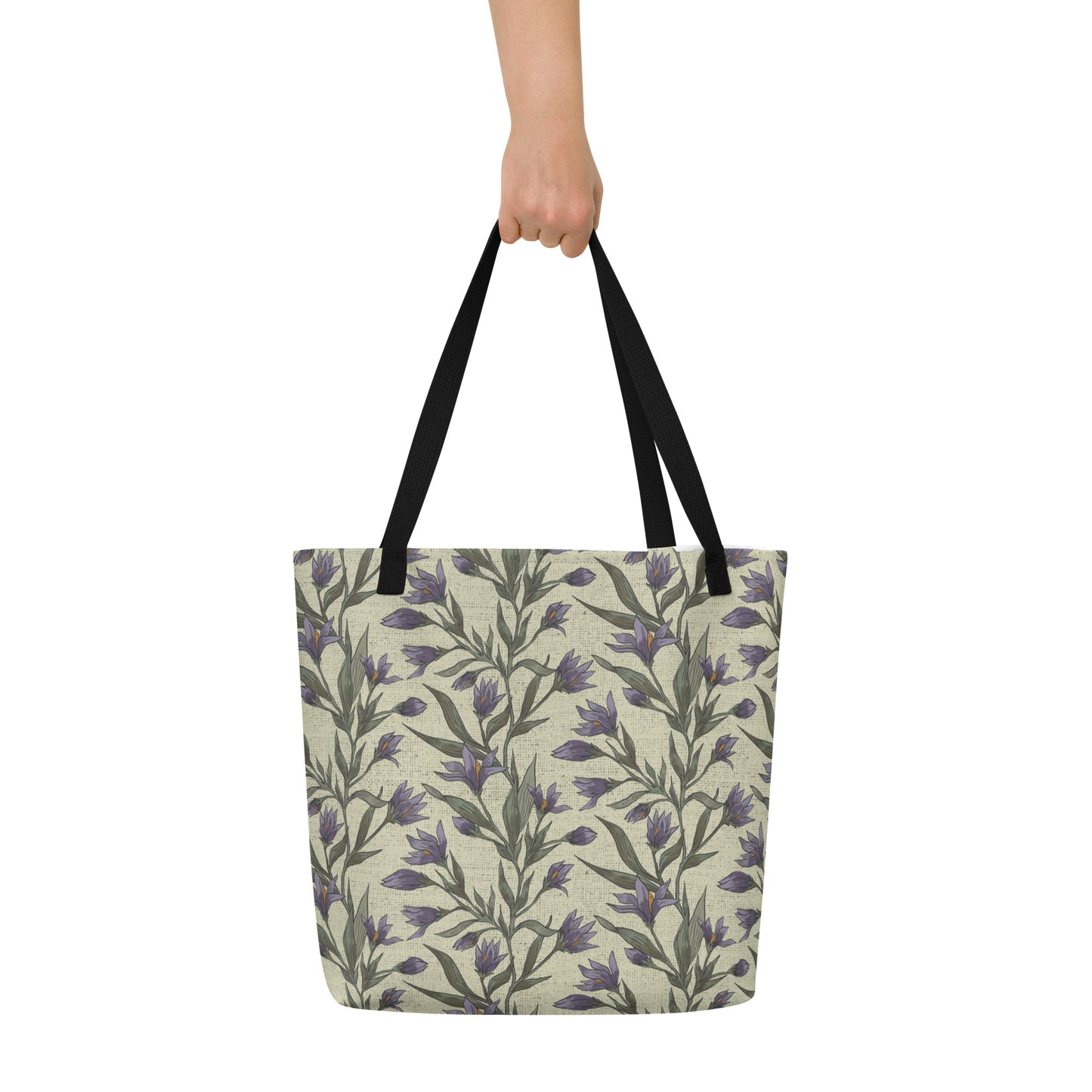 All-Over Print Large Tote Bag - once upon a garden (purple)