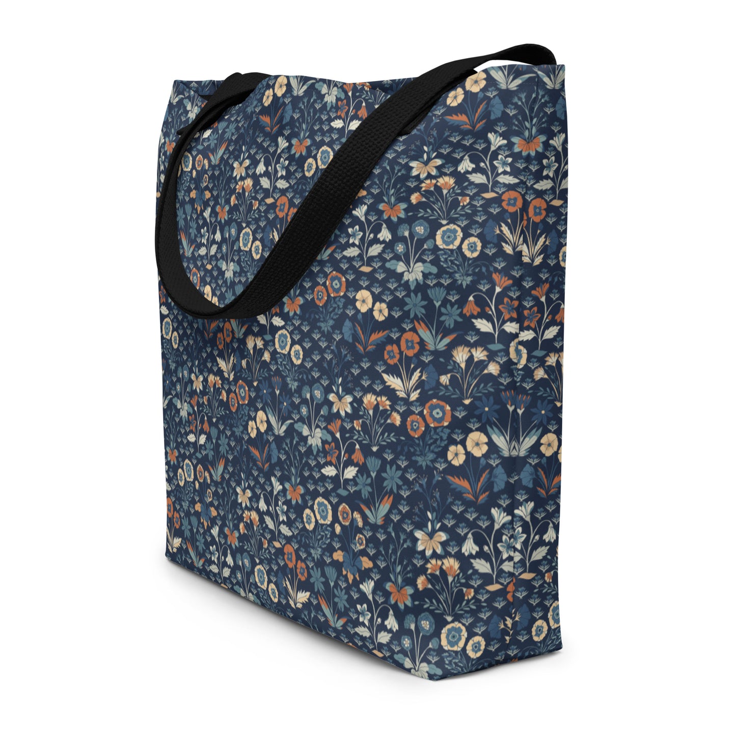 All-Over Print Large Tote Bag - fields aflower (winter)