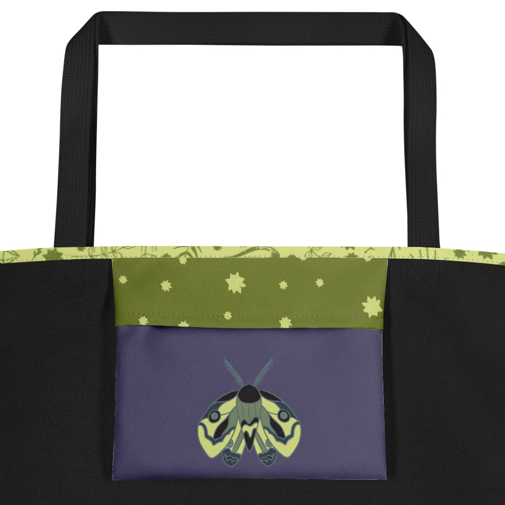 All-Over Print Large Tote Bag - Esoteric Ephemera - Green/Green