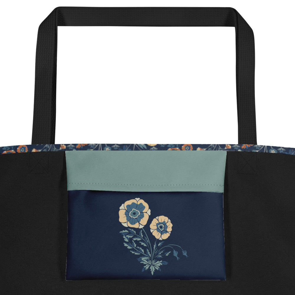 All-Over Print Large Tote Bag - fields aflower (winter)