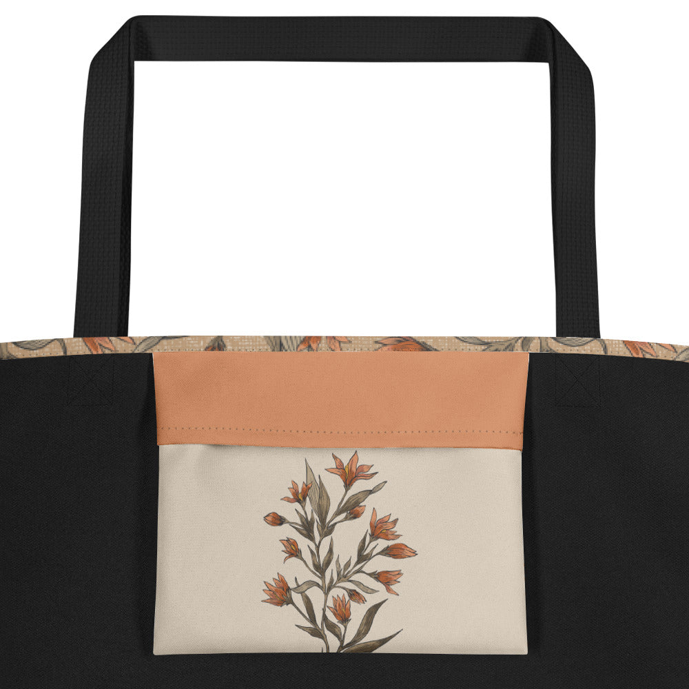 All-Over Print Large Tote Bag -once upon a garden (coral)