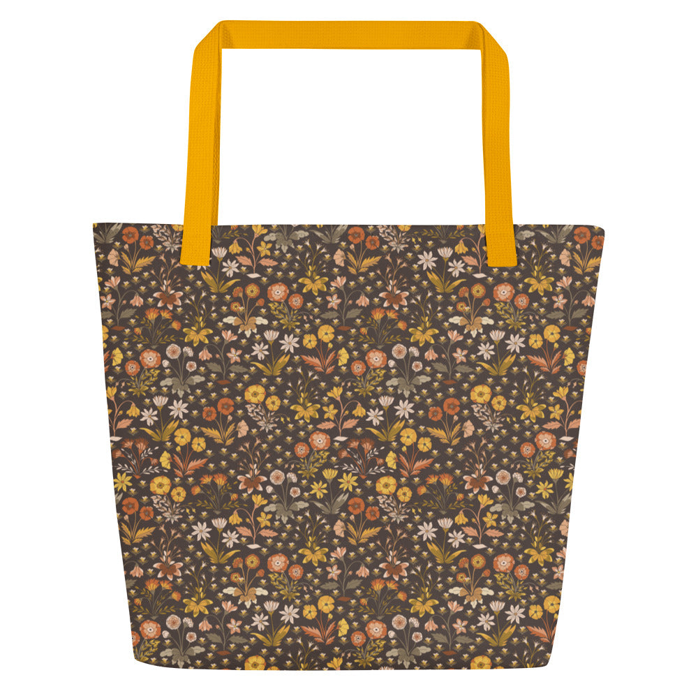 All-Over Print Large Tote Bag - fields aflower (autumn)