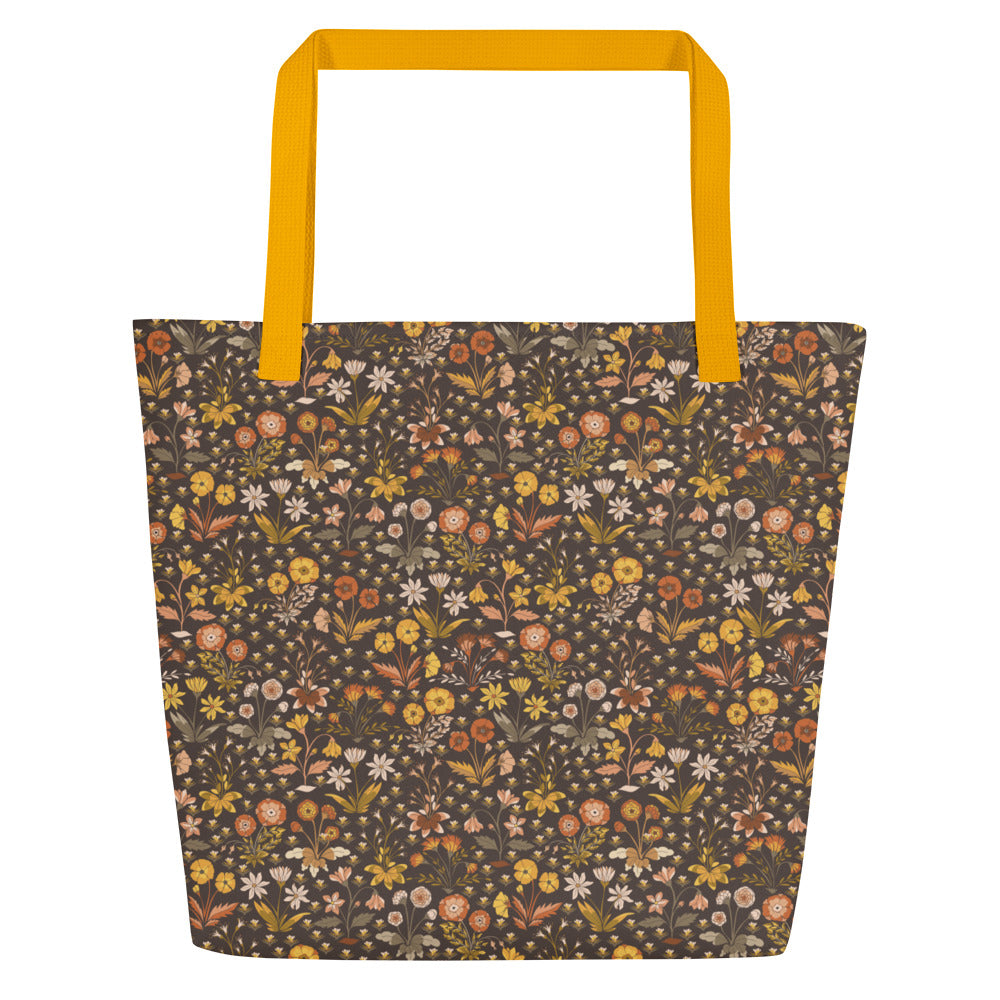 All-Over Print Large Tote Bag - fields aflower (autumn)