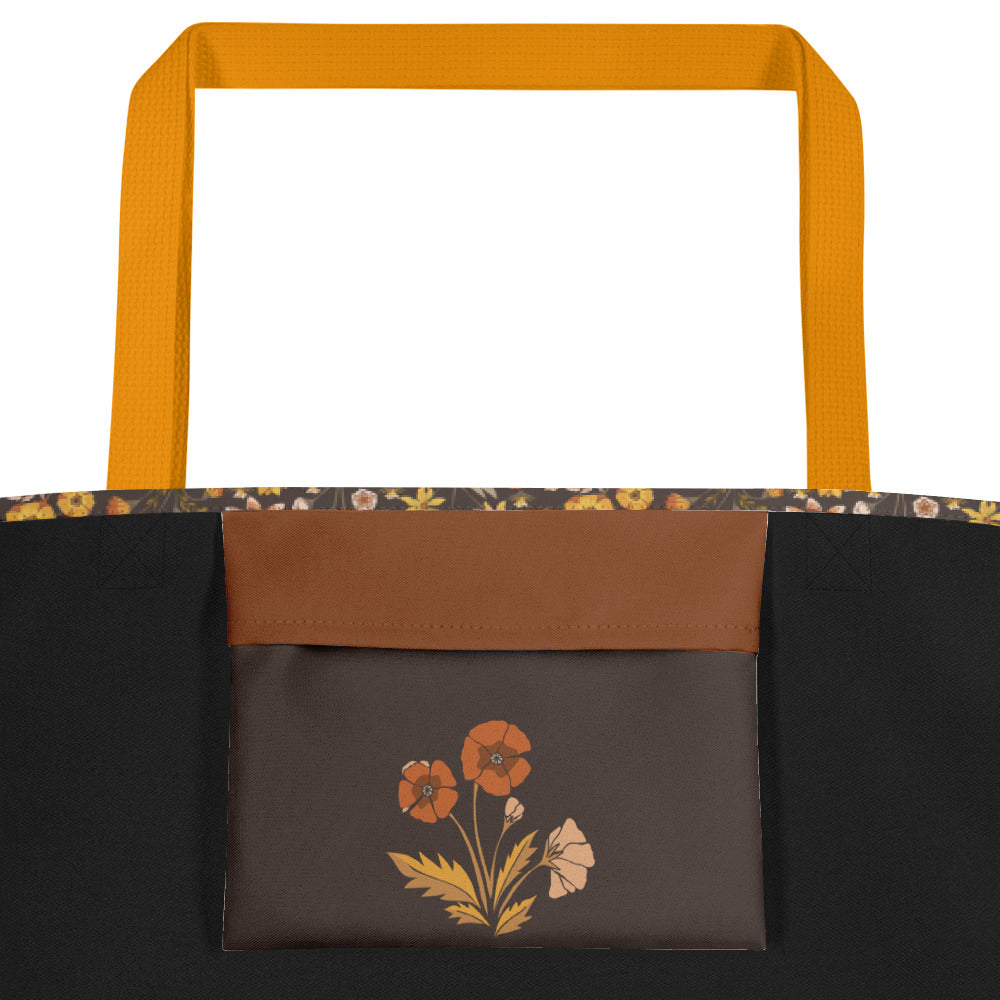 All-Over Print Large Tote Bag - fields aflower (autumn)