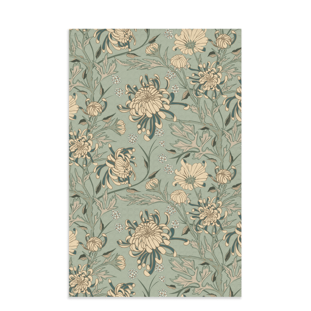 chrysanthemum reverie (blue)- 16x25" waffle texture kitchen/hand towel