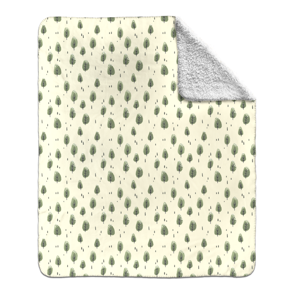 winter trees (cream)- fleece sherpa blanket (2 sizes)