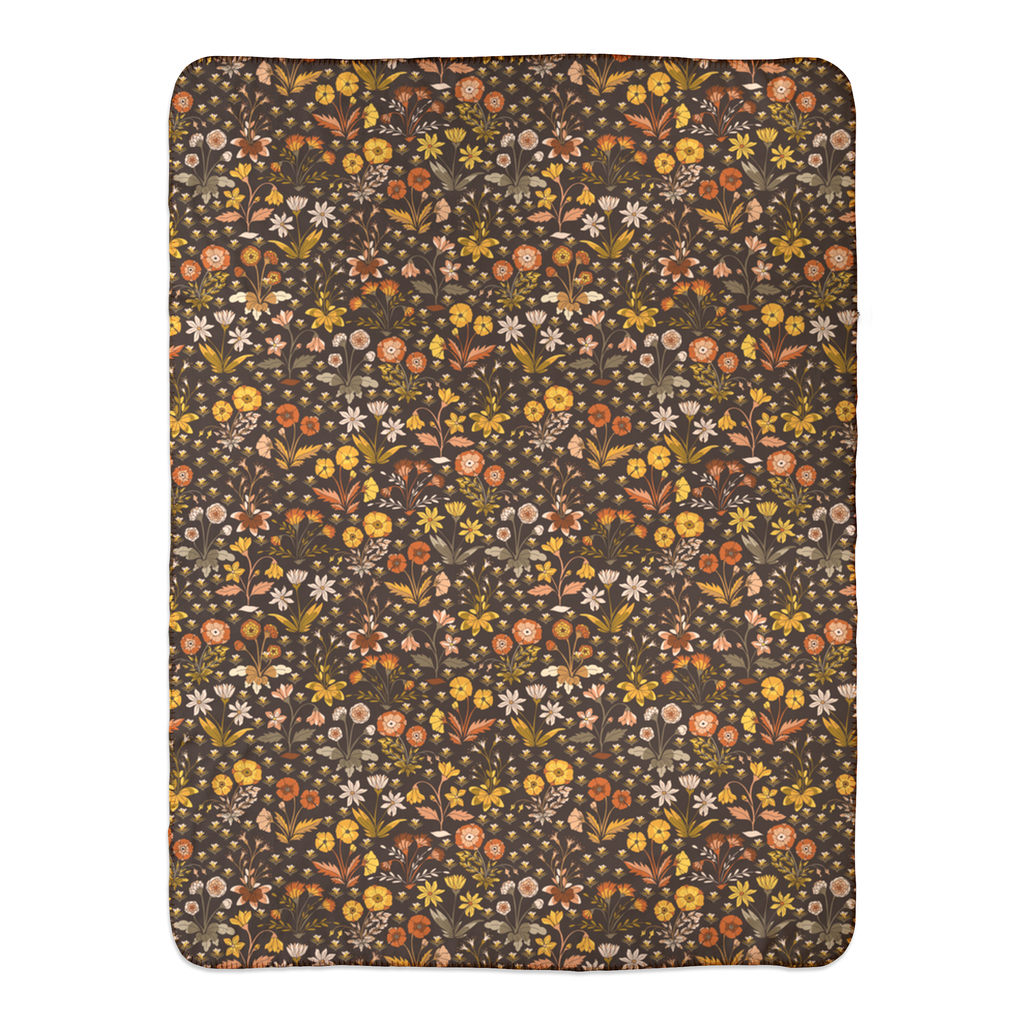 Fields Aflower (autumn)- fleece sherpa blanket (2 sizes)