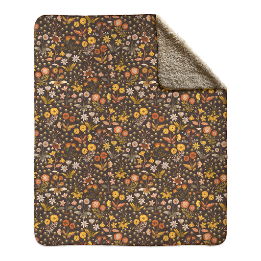 Fields Aflower (autumn)- fleece sherpa blanket (2 sizes)