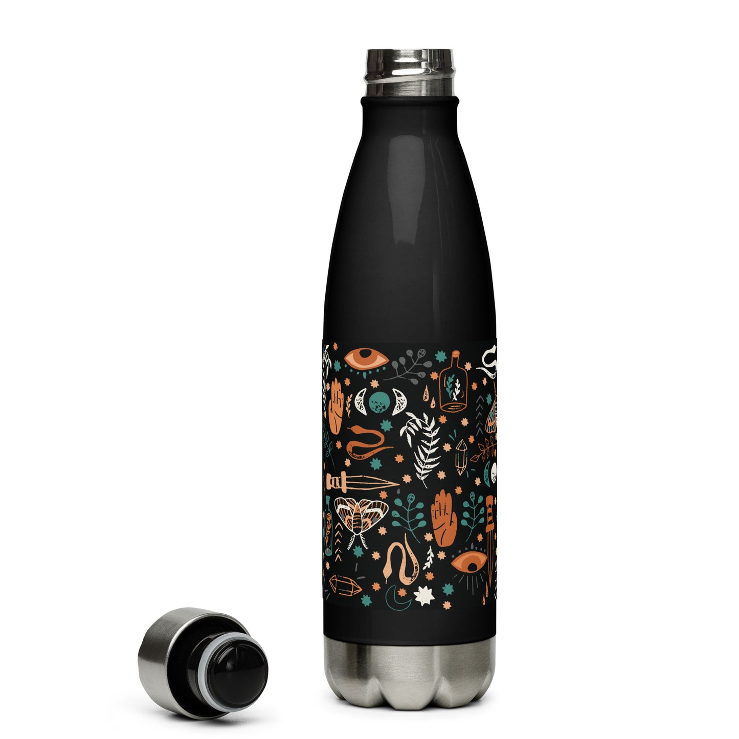 Stainless Steel Water Bottle - Esoteric Ephemera - Black