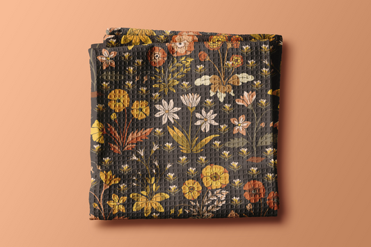 Fields Aflower (autumn) - 16x25" waffle texture kitchen/hand towel