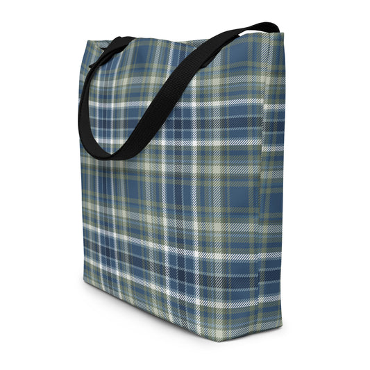 perfect plaid (cool) - large tote bag