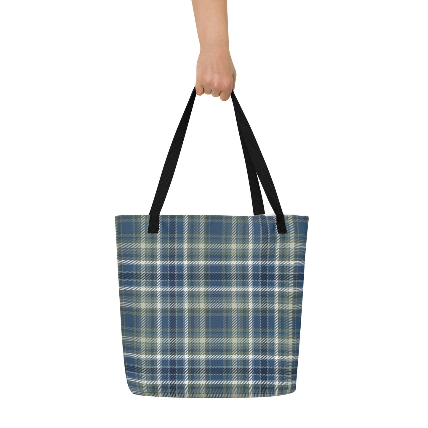 perfect plaid (cool) - large tote bag