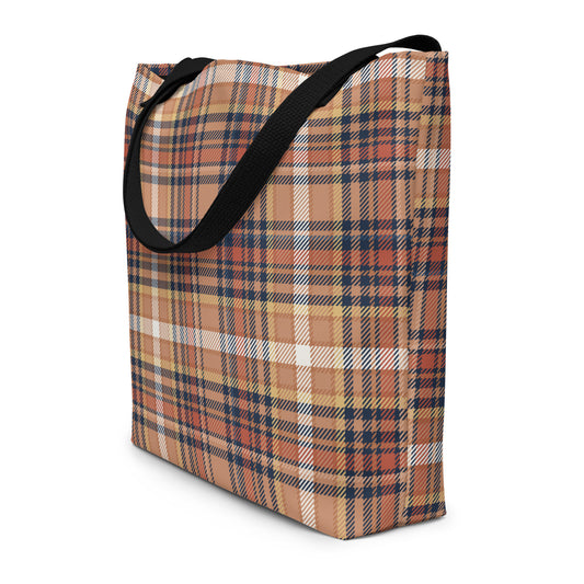 perfect plaid (warm) - large tote bag