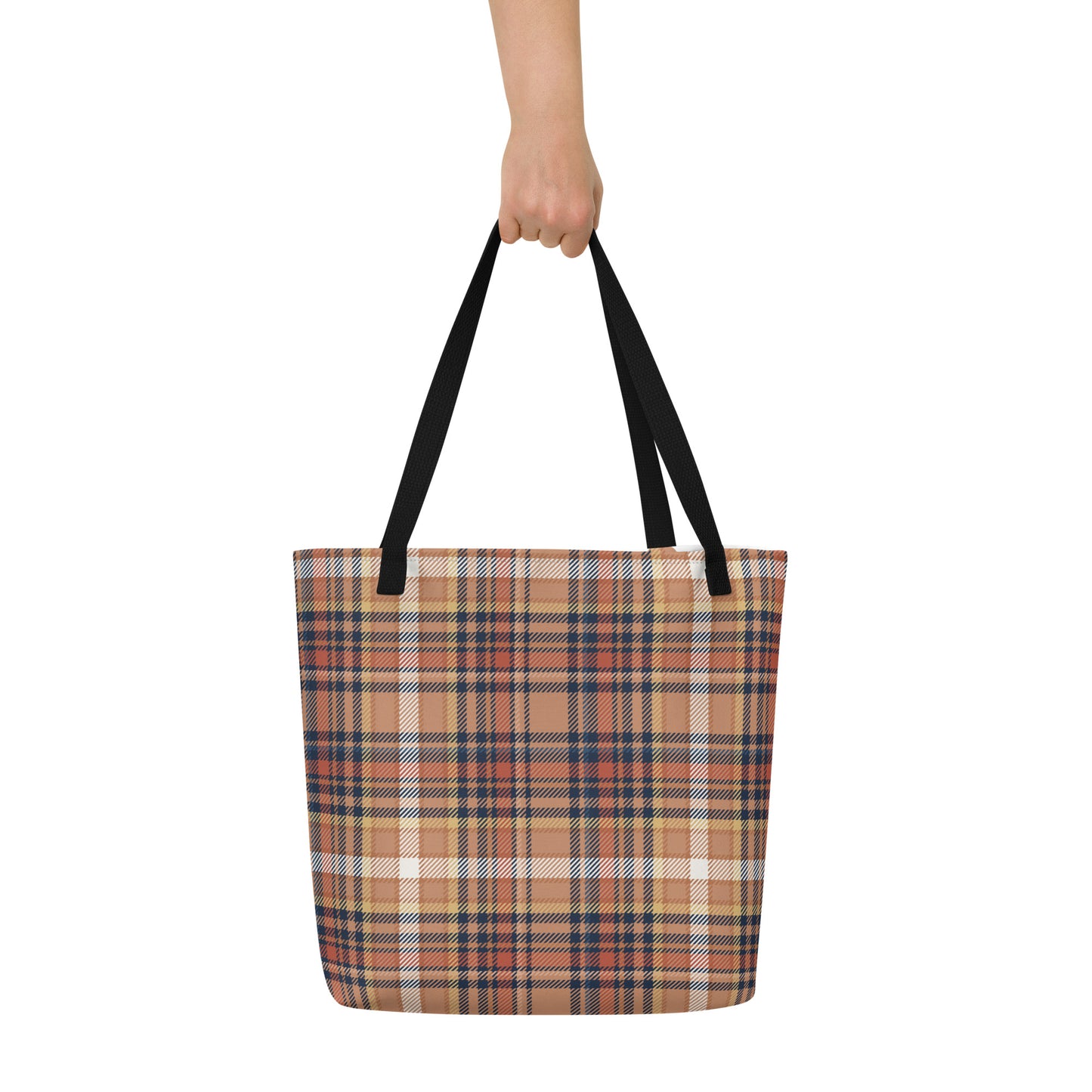 perfect plaid (warm) - large tote bag