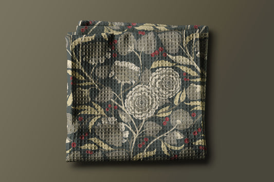 late bloomer (winter) - 16x25" waffle texture kitchen/hand towel